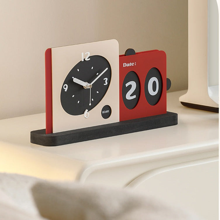 Retro Flip Clock & Date Display – Minimalist Desk Calendar Timepiece