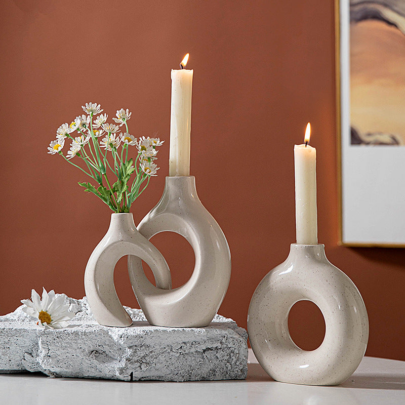 Modern Loop Ceramic Candle Holders Set – Stylish Minimalist Decor