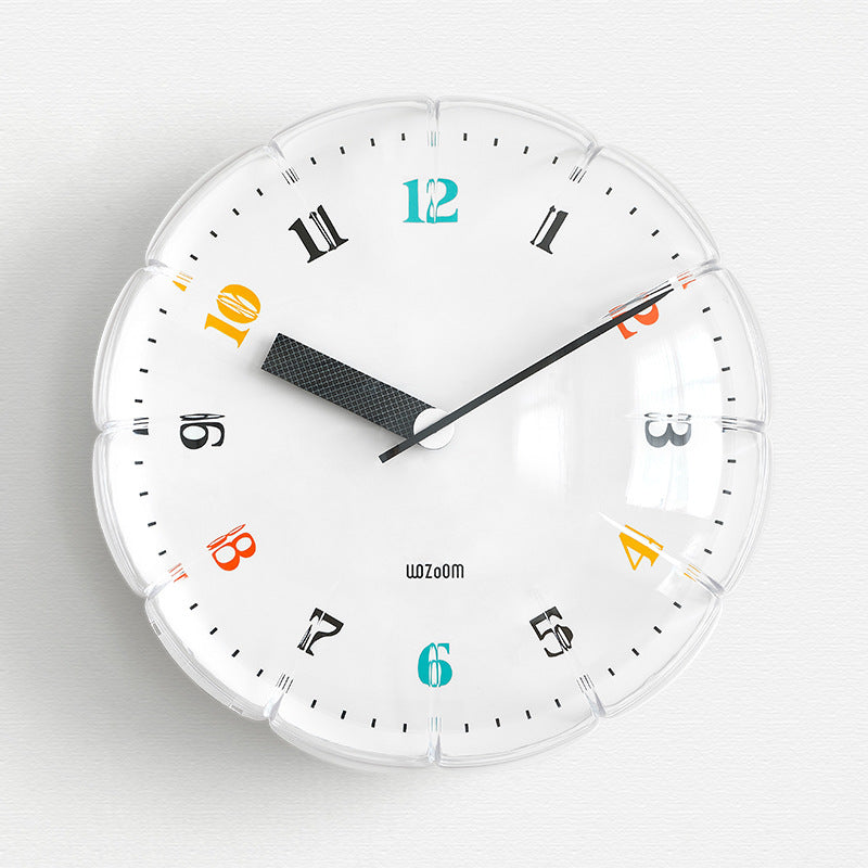 Retro Bubble Dial Wall Clock – Minimalist Transparent Design with Vibrant Accents