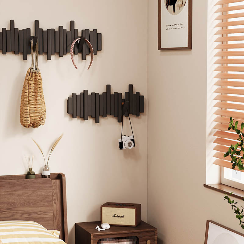 Piano-Inspired Wooden Wall Hook Rack – Modern Decorative Coat Hanger with Foldable Hooks