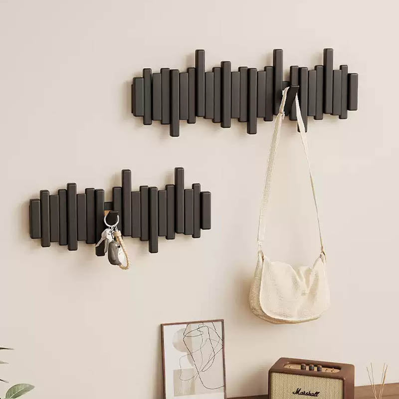 Piano-Inspired Wooden Wall Hook Rack – Modern Decorative Coat Hanger with Foldable Hooks