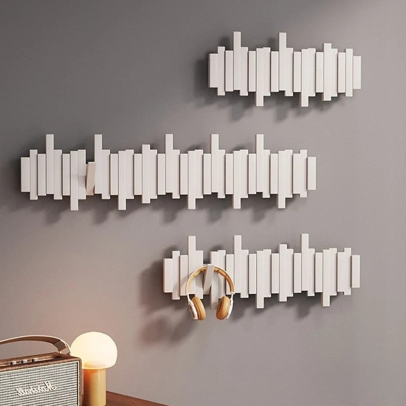 Piano-Inspired Wooden Wall Hook Rack – Modern Decorative Coat Hanger with Foldable Hooks