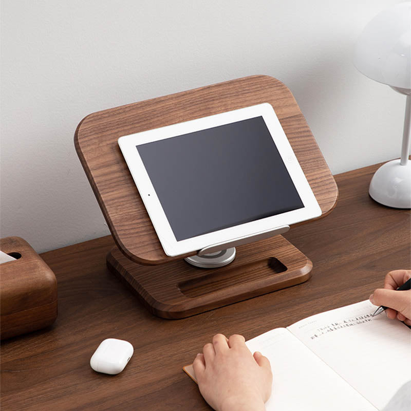 Premium Solid Wood Rotating Tablet & Book Stand - Ergonomic Reading & Laptop Holder