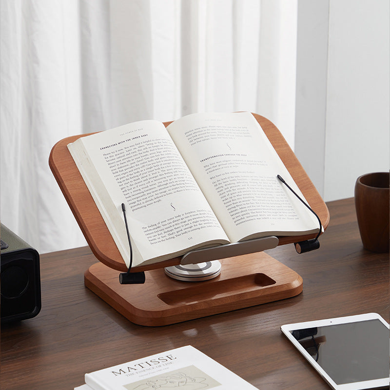 Premium Solid Wood Rotating Tablet & Book Stand - Ergonomic Reading & Laptop Holder