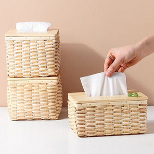 Rustic Rattan Tissue Box for Elegant Tissue Storage