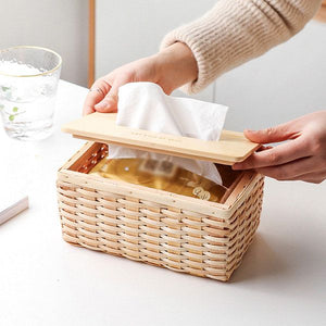 Rustic Rattan Tissue Box for Elegant Tissue Storage