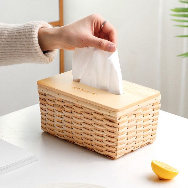 Rustic Rattan Tissue Box for Elegant Tissue Storage