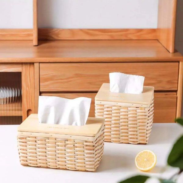 Rustic Rattan Tissue Box for Elegant Tissue Storage