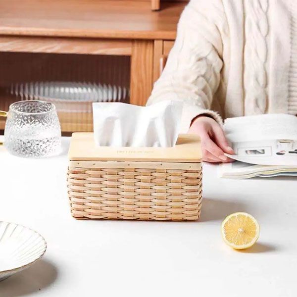 Rustic Rattan Tissue Box for Elegant Tissue Storage