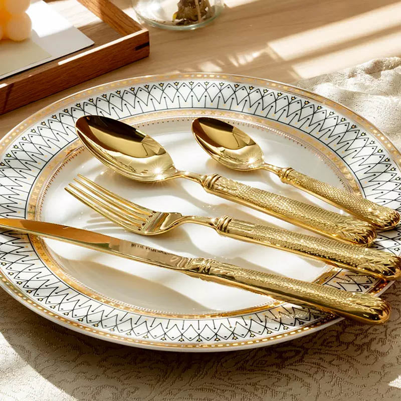 Luxury Rugged Gold Cutlery Set - Cutlery Sets - Luxus Heim