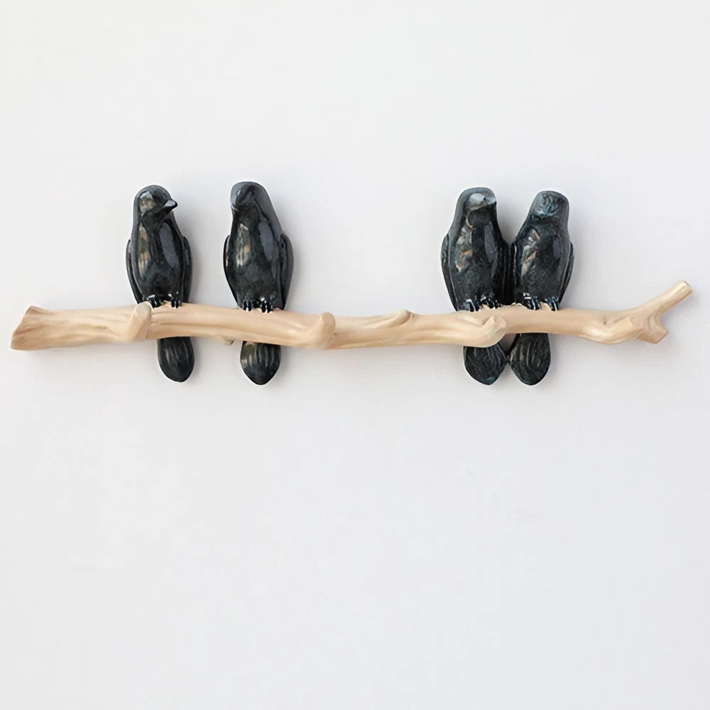 Rustic Bird Wall Hooks – Decorative Branch Coat Rack for Entryway & Living Room