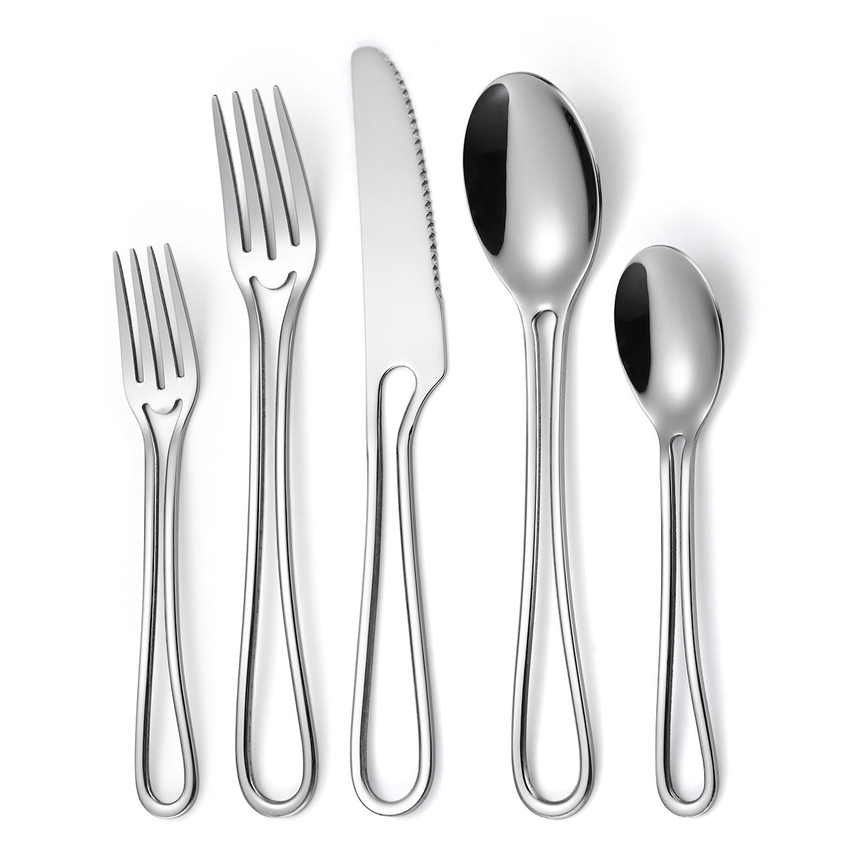 A variety of Sleek Hollow Cutlery Sets displayed, featuring elegant design and mirror-polished finish