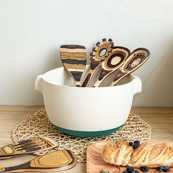 Elegant Striped Wooden Cooking Utensil