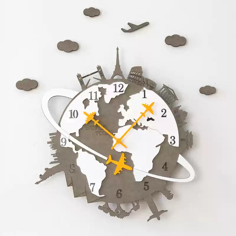 World Explorer Wall Clock – Travel-Themed Timepiece for Wanderlust Lovers