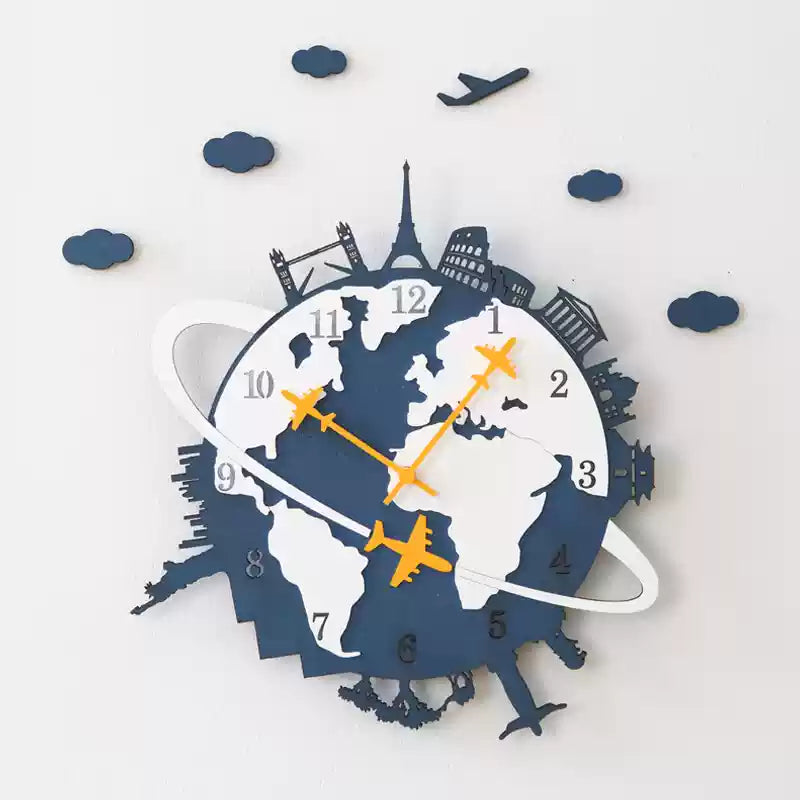 World Explorer Wall Clock – Travel-Themed Timepiece for Wanderlust Lovers