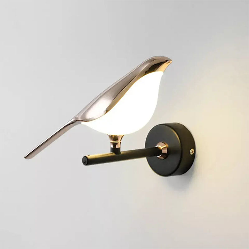 Whispering Wings LED Wall Sconce featuring an acrylic lampshade and high-quality aluminum body, perfect for eco-friendly and stylish home lighting.