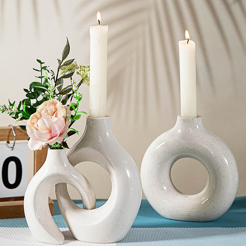 Modern Loop Ceramic Candle Holders Set – Stylish Minimalist Decor