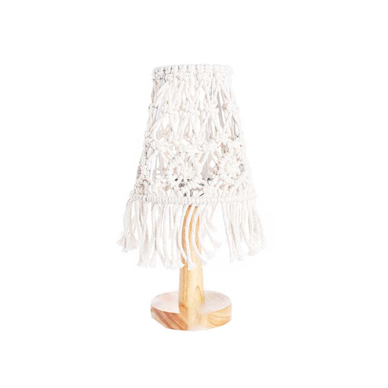 Bohemian Macramé Lamp Shade showcasing its intricate handwoven design on LuxusHeim.