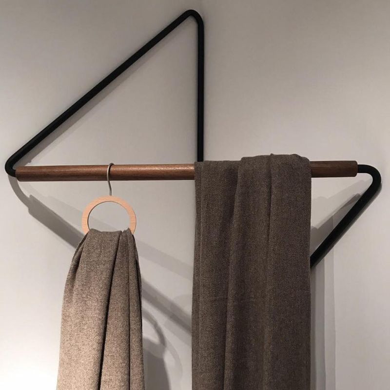 Creative Coat Hanger Made of Iron and Oak in Two Sizes