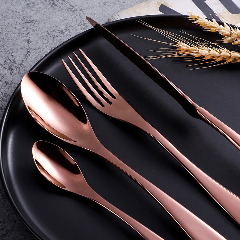 LIANYU 48-Piece Rose Gold Silverware Set with Steak Knives and Organizer  Tray, Stainless Steel Cutlery Flatware Set for 8, Tableware Eating Utensils