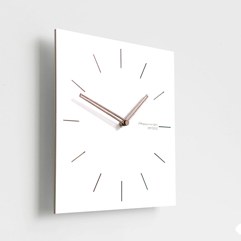 White Quadrangle Wall Clock with Walnut Wood Hands