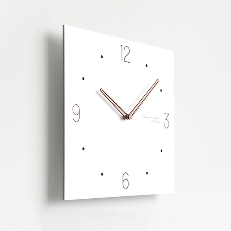 White Quadrangle Wall Clock with Walnut Wood Hands