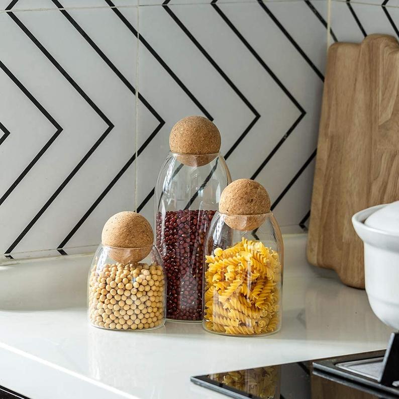 Minimalist Cork Ball Glass Jars for Airtight Storage