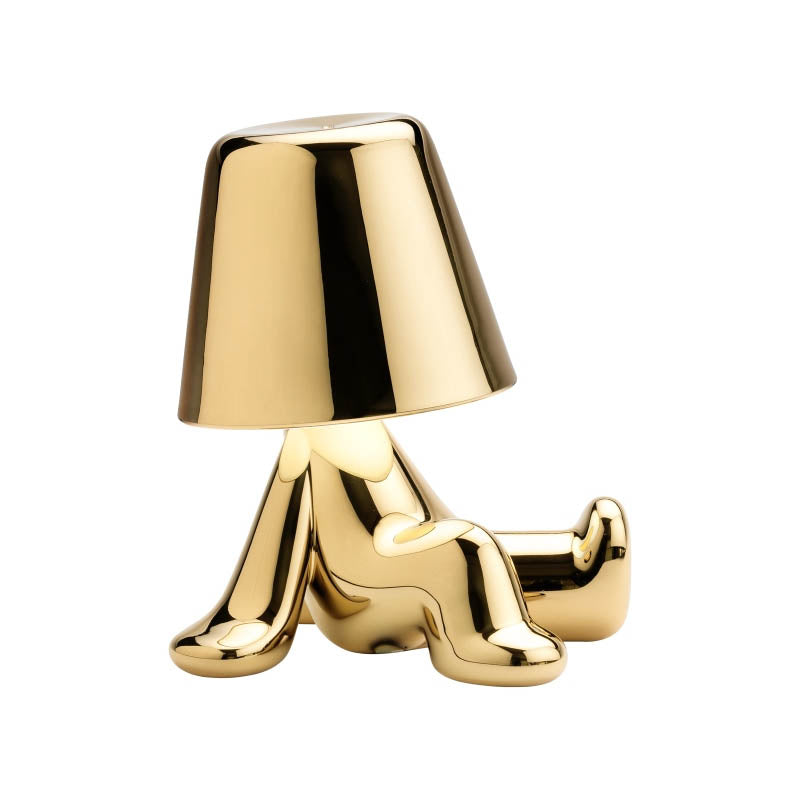 Golden Brothers Portable Table Lamp with a classic gold finish on LuxusHeim
