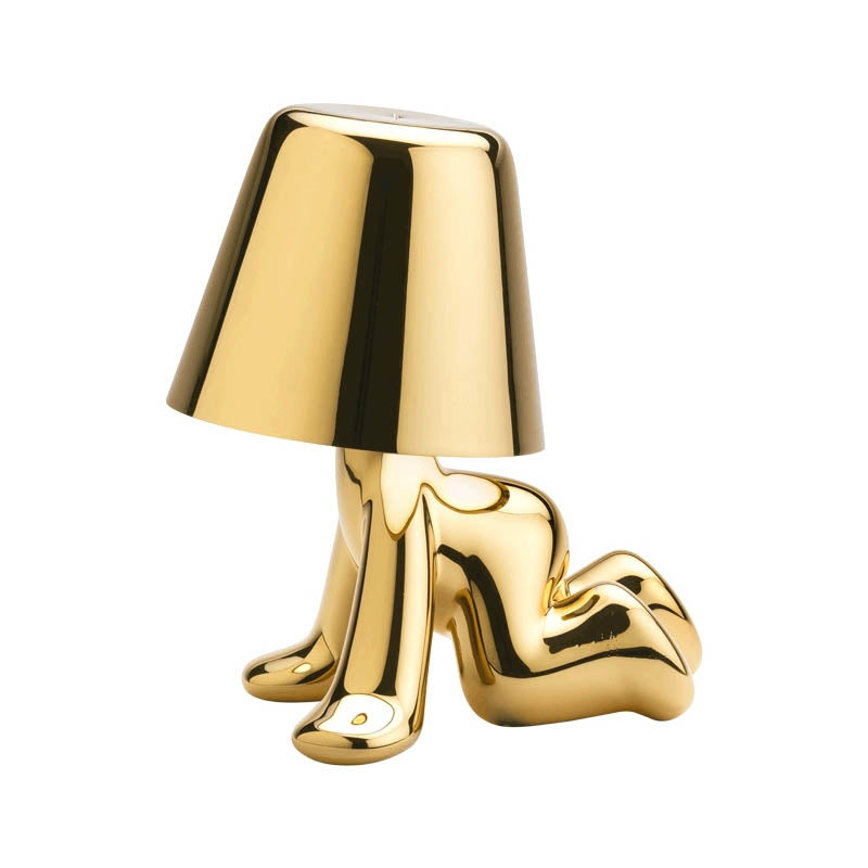 Golden Brothers Portable Table Lamp with a classic gold finish on LuxusHeim