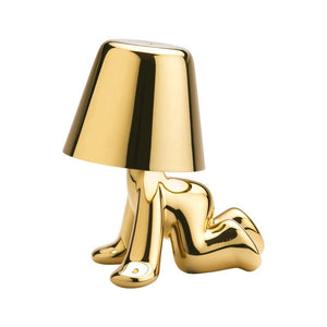 Golden Brothers Portable Table Lamp with a classic gold finish on LuxusHeim