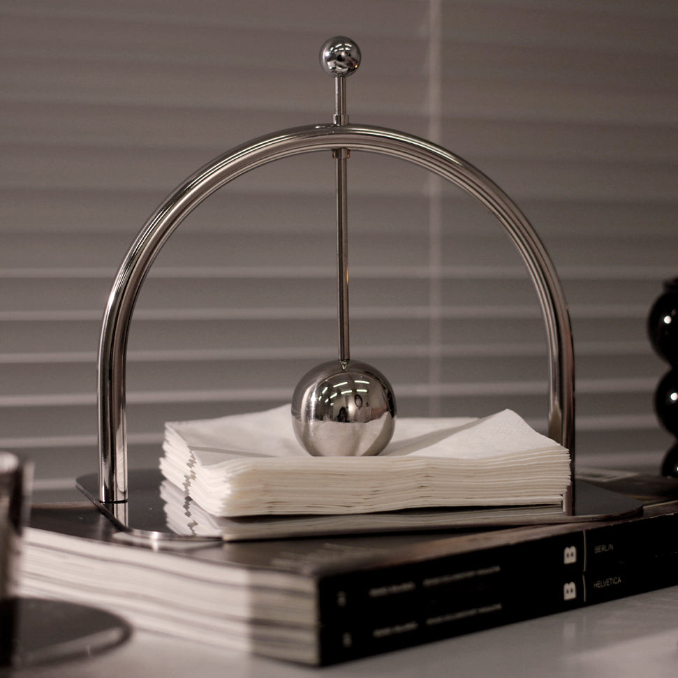 Modern Steel Napkin Holder in Silver - Luxus Heim