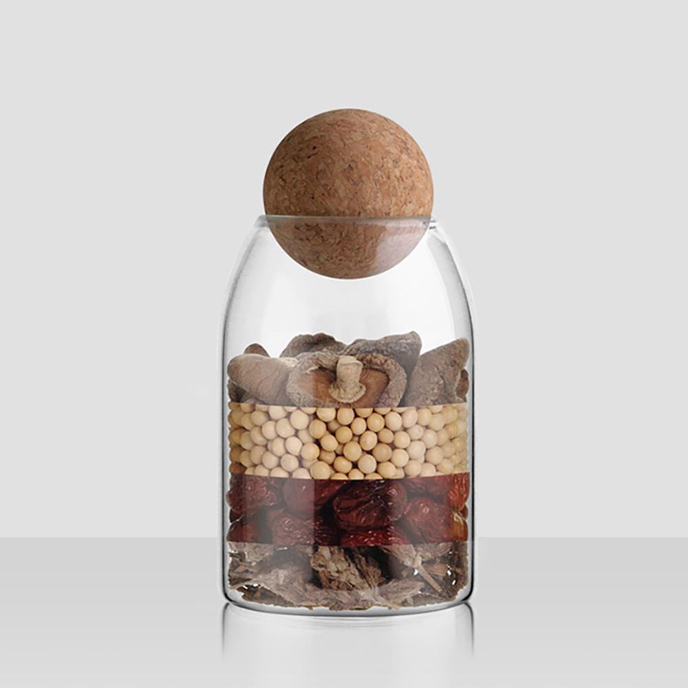 Minimalist Cork Ball Glass Jars for Airtight Storage