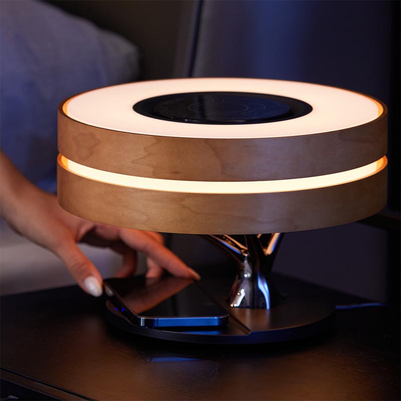 Circle of Light: Desk Lamp With Wireless Charging & Speaker