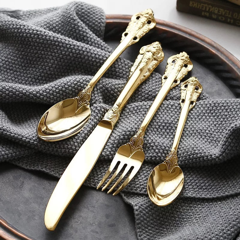 Regalia Elite Gold Cutlery Set on a Lavish Table Setting