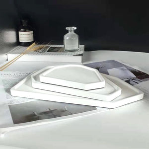 Geometric Textured Concrete Tray Set - Decorative Trays - Luxus Heim