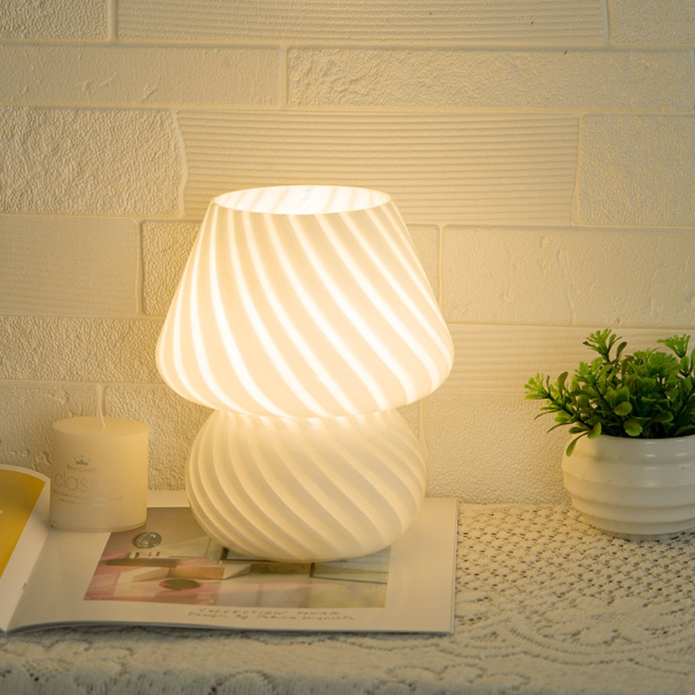 Dimmable Swirl Glass Lamp with USB Connectivity