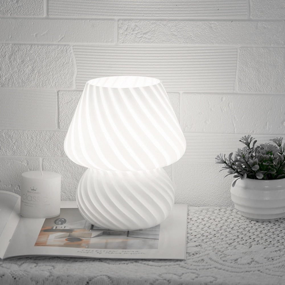 Dimmable Swirl Glass Lamp with USB Connectivity