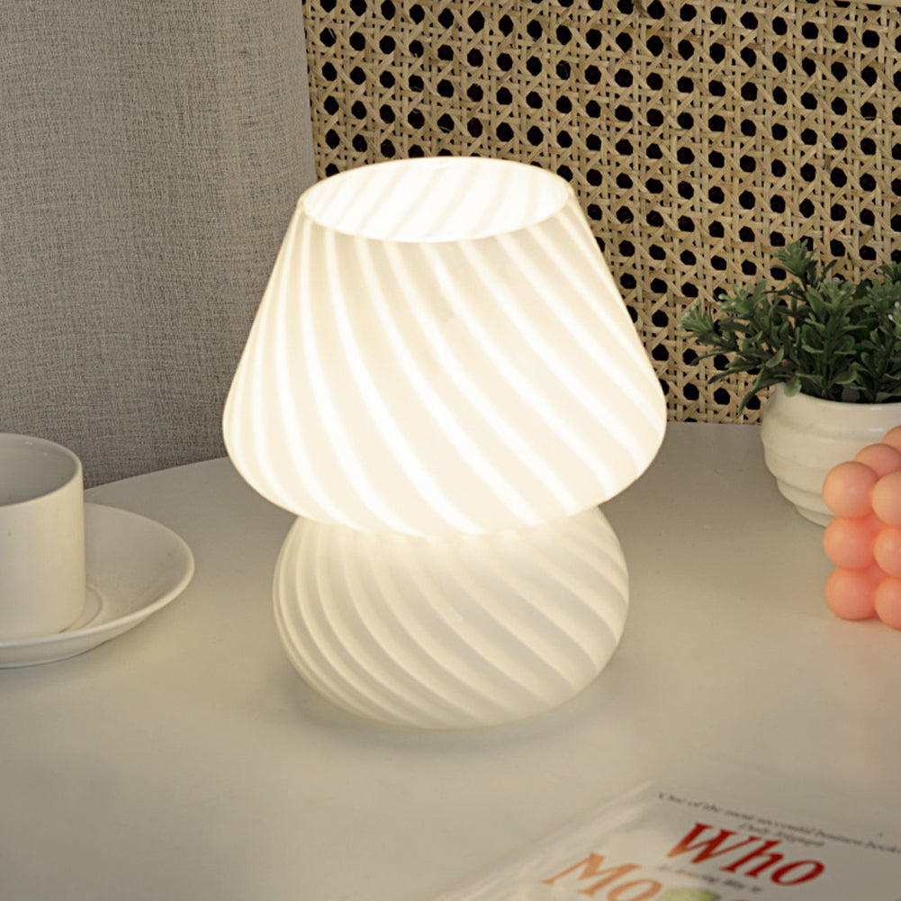 Dimmable Swirl Glass Lamp with USB Connectivity