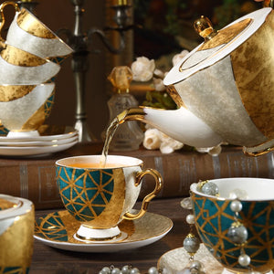 Luxury Marble-Inspired Tea Cup Set in Premium Ceramic