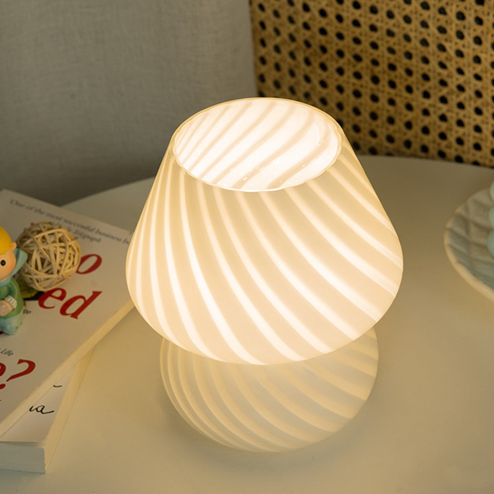 Dimmable Swirl Glass Lamp with USB Connectivity