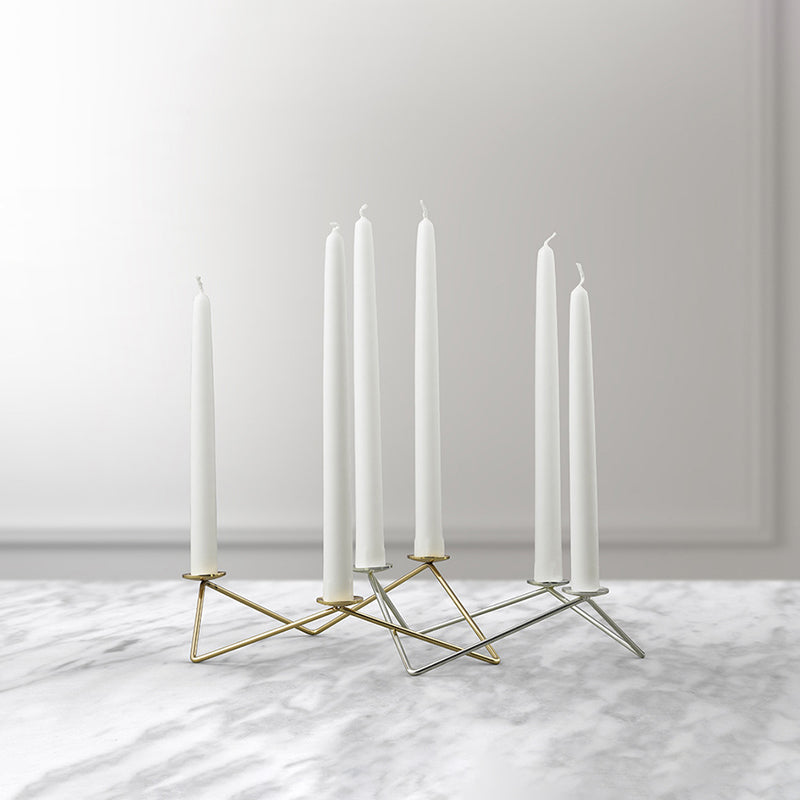 Metal Taper Holder Candelabra with Chrome Finish- Candle Holders - Luxus Heim