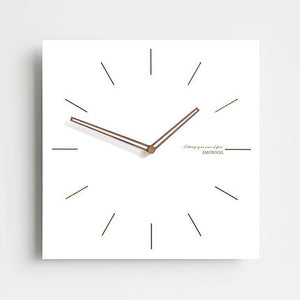 White Quadrangle Wall Clock with Walnut Wood Hands