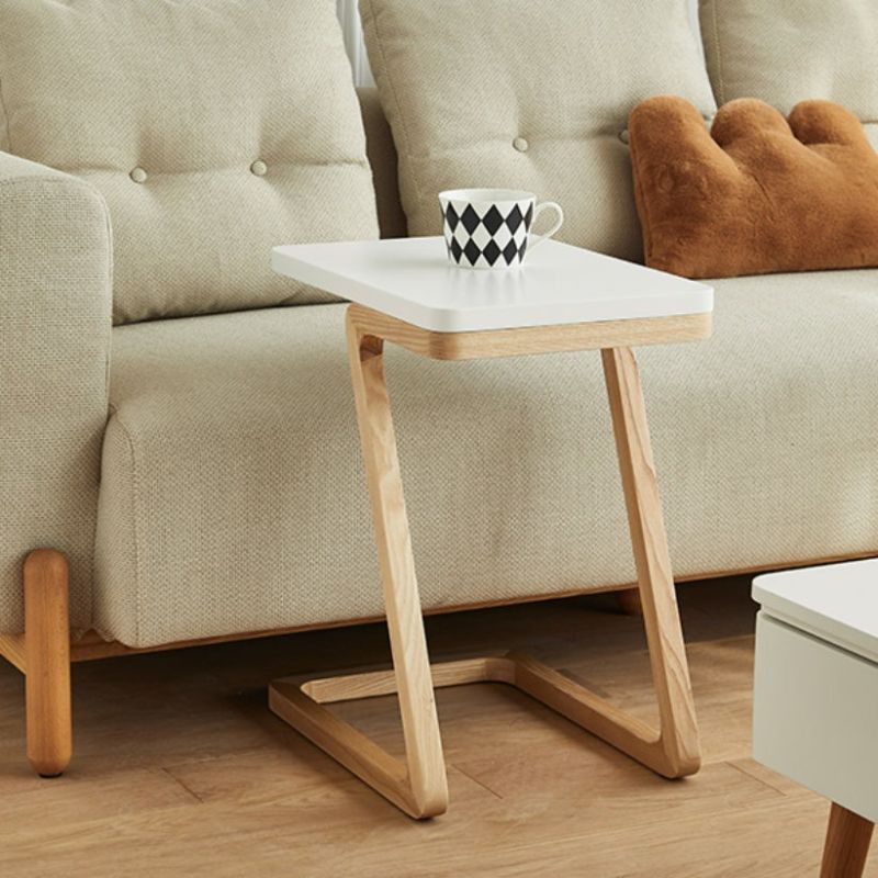 Modern Minimalist White Side Table with Ashwood Frame and Spacious Desktop - Luxus Heim