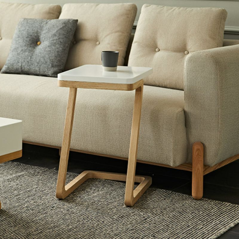 Modern Minimalist White Side Table with Ashwood Frame and Spacious Desktop - Luxus Heim