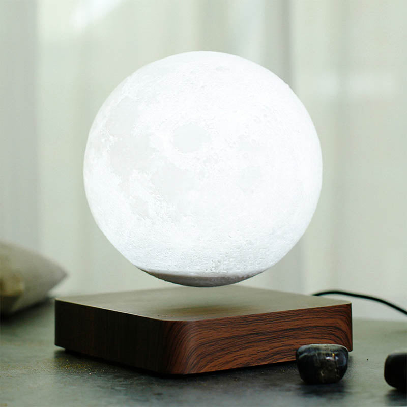 Levitating Moon Lamp showcasing its authentic moon details and magical levitation on LuxusHeim.