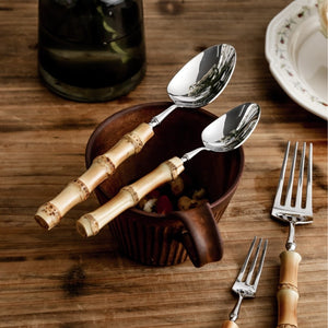 Natural Bamboo Cutlery Set: Luxury Bamboo Silverware Set by Luxus Heim