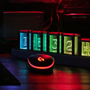 Neon Rainbow Clock with Glow Tube in Walnut and Maple Options