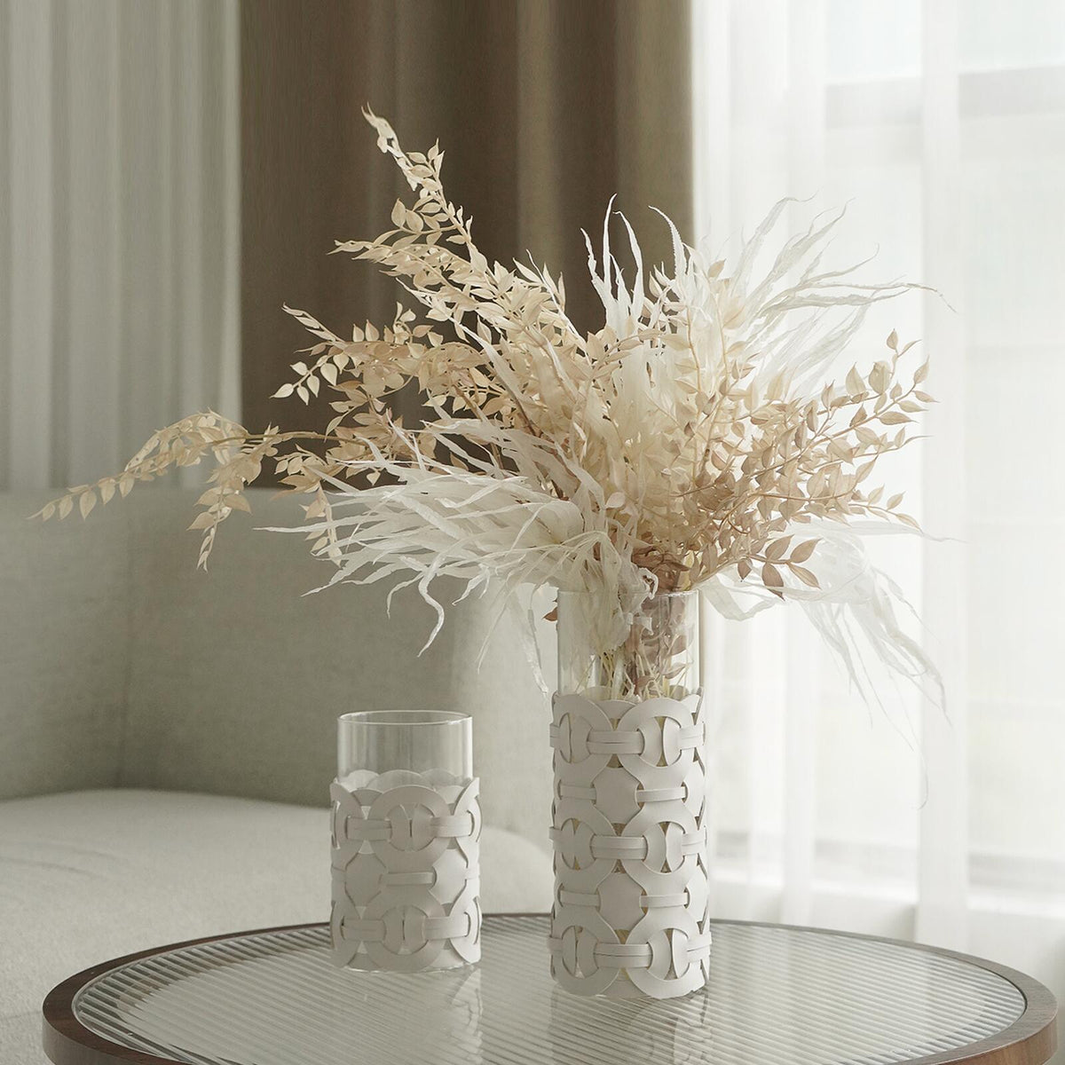 Chain Leather Glass Table Vase - Vases - Luxus Heim