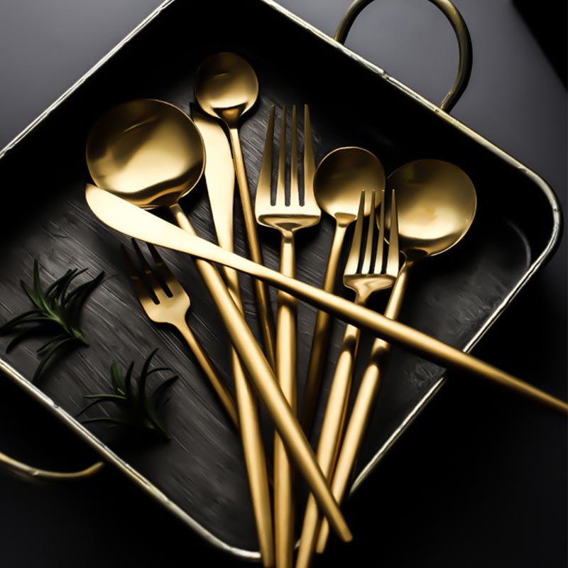 Maison Collection flatware set in luxurious gold finish, crafted from premium 304 stainless steel.