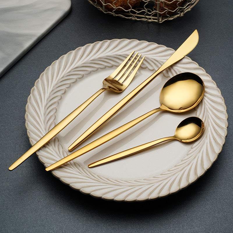 Maison Collection flatware set in luxurious gold finish, crafted from premium 304 stainless steel.